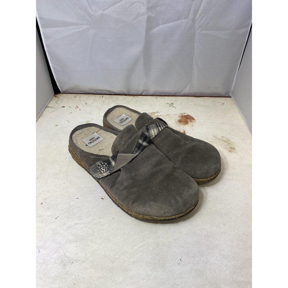 Earth Origins Clogs Women's Eloise Slide Size 9 Faux Fur Lined Gray Suede Boho